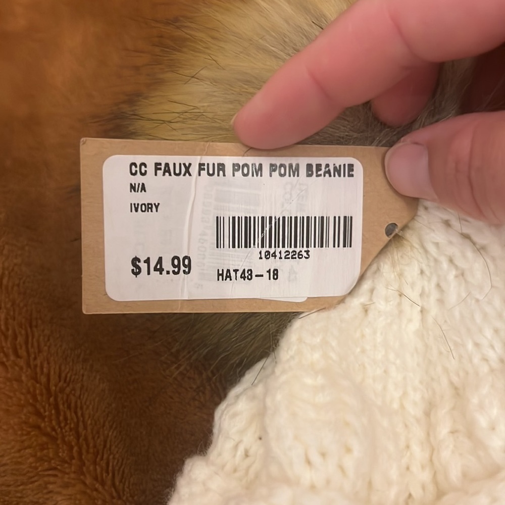 CC Faux Fur Pom Pom Beanie - Picture 2 of 3